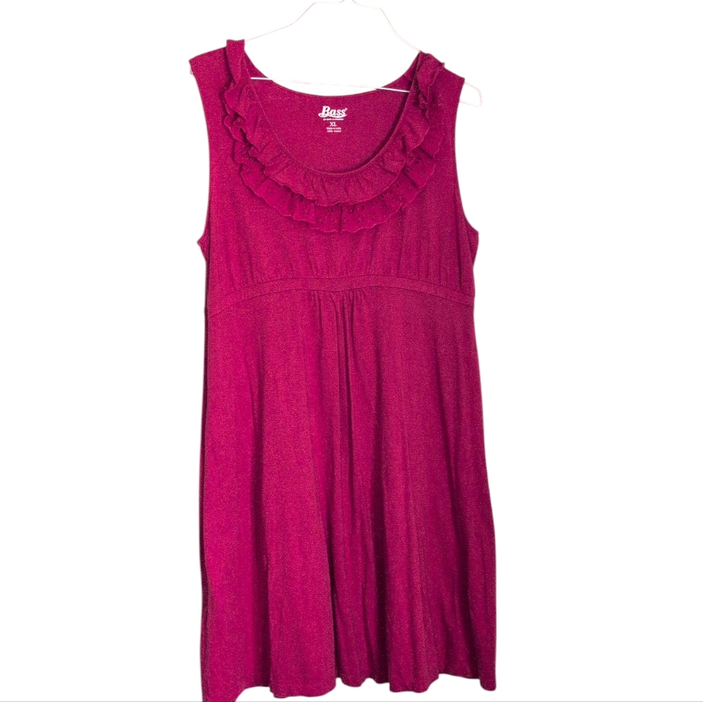 Bass Women's Pink Maroon Sleeveless Ruffled Scoop Neck Sundress Size XL